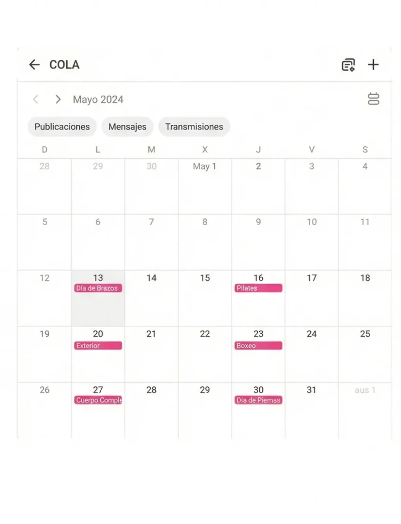 Calendario de planificación de contenido en onlyfans